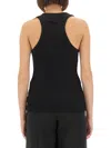 Jean Paul Gaultier Tank Top With Gold-tone Hardware And Ribbed Texture In Black