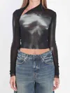 Jean Paul Gaultier Body Dust Crop Top Woman Black And Silver In Black