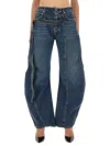 Jean Paul Gaultier Waistband Jacket With Pockets And Collar In Blue