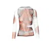 Jean Paul Gaultier Women Blurry Roses Medaillon Print Mesh Boat Neck Top In White