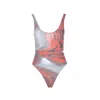 Jean Paul Gaultier Scoop Neck High-cut Open Back Swimsuit In Multi