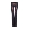 Jean Paul Gaultier High Waist Sheer Trousers With Metallic Finish In Black