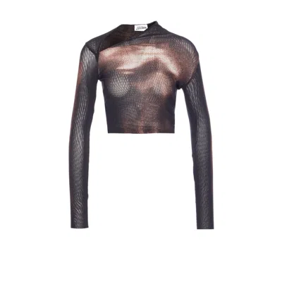 JEAN PAUL GAULTIER JEAN PAUL GAULTIER WOMEN BODY DUST PRINT ASYMMETRIC CROP TOP