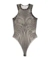 Jean Paul Gaultier Black 'the Spirale' Bodysuit In Gray
