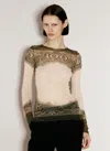 Jean Paul Gaultier Green & Off-white 'the Cartouche' Long Sleeve T-shirt In Multicolor