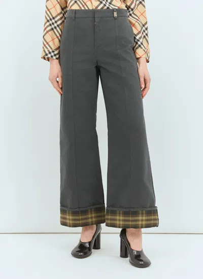 Jean Paul Gaultier Women Check Cuffs Pants In Gray
