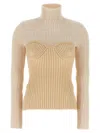 Jean Paul Gaultier Women Ribbed Corset Sweater In Brown