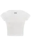 Jean Paul Gaultier White Cotton Crop T Shirt With Gaultier Logo In White