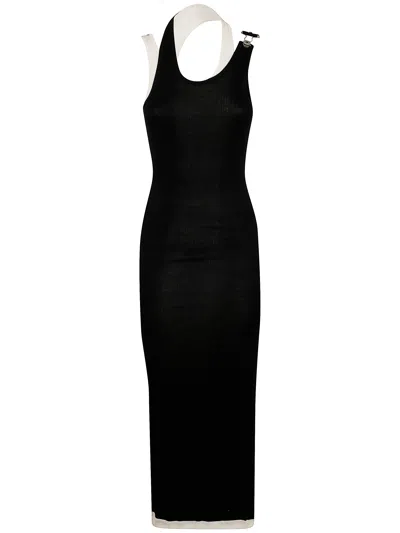 JEAN PAUL GAULTIER JEAN PAUL GAULTIER WOMEN COTTON RIBBED TWISTED DOUBLE LAYER SLEEVELESS DRESS