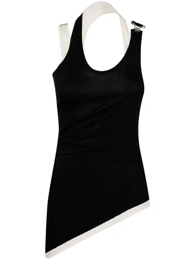 JEAN PAUL GAULTIER JEAN PAUL GAULTIER WOMEN COTTON RIBBED TWISTED DOUBLE LAYER TANK TOP