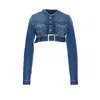 Jean Paul Gaultier Women Crop Denim Jacket In Blue