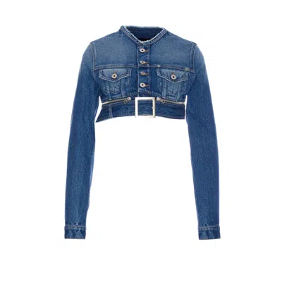 Jean Paul Gaultier Women Crop Denim Jacket In Blue