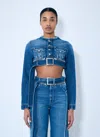 Jean Paul Gaultier Women Crop Denim Jacket With Zip-belt