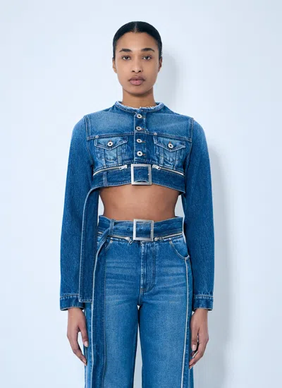 Jean Paul Gaultier Women Crop Denim Jacket With Zip-belt