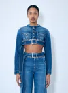 Jean Paul Gaultier Women Crop Denim Jacket With Zip-belt