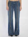 Jean Paul Gaultier Zipped Trousers Featuring Flared Legs In Blue