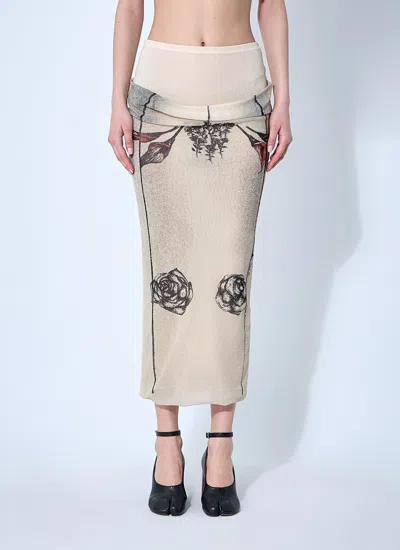 Jean Paul Gaultier Women Double Layer Mesh Skirt In Neutral