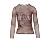Jean Paul Gaultier Graphic Print Long Sleeve Crewneck Top In Red