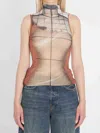 Jean Paul Gaultier 'flame Graphic High Neck Sheer Bodysuit'