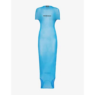 Jean Paul Gaultier Womens Ibiza Blue Black X Shayne Oliver Mesh Maxi Dress