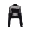 Jean Paul Gaultier Lambswool Ribbed Mesh Cut Out Sweater In Black