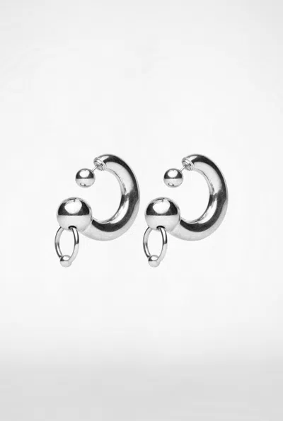 Jean Paul Gaultier Women Large Piercing Earrings In 91 Silver