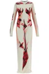 Jean Paul Gaultier Double-layered Printed Maxi Dress In Pink