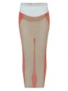 Jean Paul Gaultier Sheer Striped Midi Skirt In Red