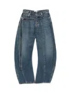 Jean Paul Gaultier Strap-detailed Paneled High-rise Wide-leg Jeans In Blue