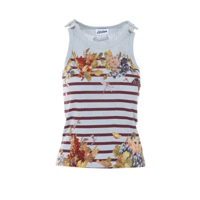 Jean Paul Gaultier Women Mariniere Grape Printed Tank Top In Gray