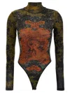 Jean Paul Gaultier Graphic Print Bodysuit In Brown