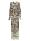 Jean Paul Gaultier Beige Mdaillon Long Dress In Gray