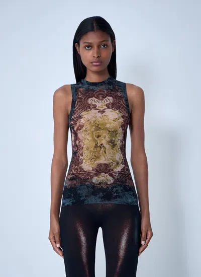 Jean Paul Gaultier Women Médaillon Mesh Tank Top In Black