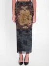 Jean Paul Gaultier Graphic Print Fitted Tulle Skirt In Black