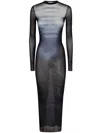 Jean Paul Gaultier Le Male Printed Mesh Long-sleeve Maxi Dress In Blue