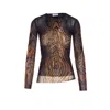 Jean Paul Gaultier Women Mesh Long Slevees The Wood Print Top In Multi