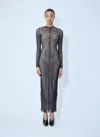 Jean Paul Gaultier Printed Spiraral Long Dress Woman Black