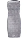 Jean Paul Gaultier Houndstooth Strapless Mini Dress In Gray