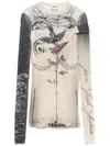 Jean Paul Gaultier The Double Layer Printed Mesh Long Sleeves Top In Multicolor