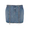 Jean Paul Gaultier Mini Denim Skirt With Pockets And Loops In Blue
