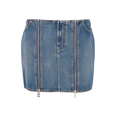 JEAN PAUL GAULTIER JEAN PAUL GAULTIER WOMEN MINI DENIM FRONT ZIPPED SKIRT