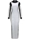 Jean Paul Gaultier Mix Mesh And Knit Long Sleeves Dress Printed Mariniere In White