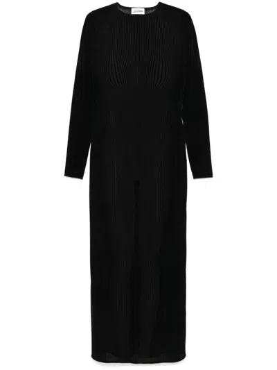 Jean Paul Gaultier Mesh Crew Neck Long Sleeve Dress In Black Black