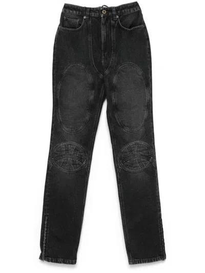 Jean Paul Gaultier Jeans With Padded Inlays And Lace Up In Black