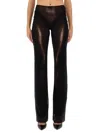 Jean Paul Gaultier High Waist Sheer Trousers With Metallic Finish In Brown