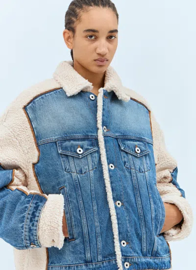 Jean Paul Gaultier Women Petit Grand Denim And Shearling Jacket In Blue