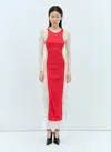 Jean Paul Gaultier Layered Ribbed Cotton-jersey And Mesh Maxi Dress