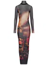 Jean Paul Gaultier Mesh Dress With High Neck And Long Sleeves In Black