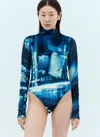 Jean Paul Gaultier Women Pigalle Velvet Bodysuit In Blue