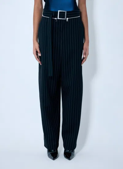 Jean Paul Gaultier Women Pinstripe Wool Pants In Black